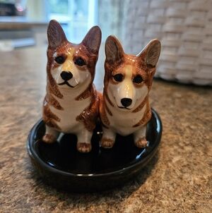 NWOT Corgi Ceramic Hand Painted Salt & Pepper Shakers